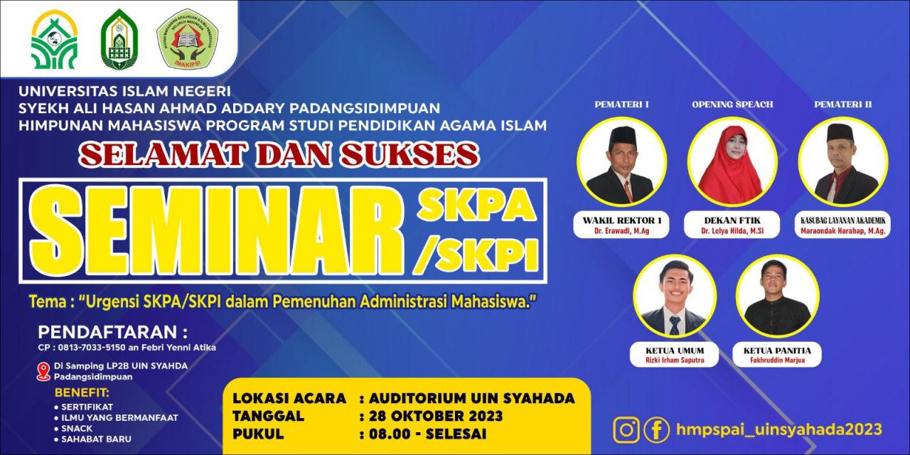 Himpunan Mahasiswa Program Studi Pendidikan Agama Islam (HMPS PAI) mengadakan Seminar SKPA/SKPI