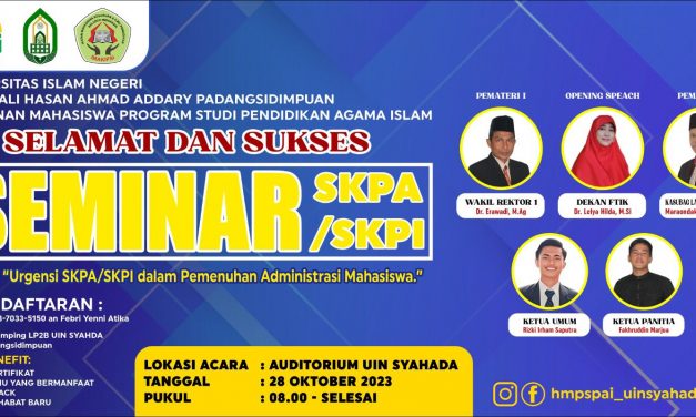 Himpunan Mahasiswa Program Studi Pendidikan Agama Islam (HMPS PAI) mengadakan Seminar SKPA/SKPI